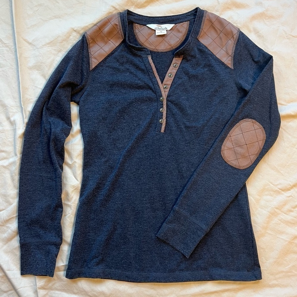 Bob Timberlake elbow pad Long sleeve top Woman’s xs EUC - Picture 1 of 6